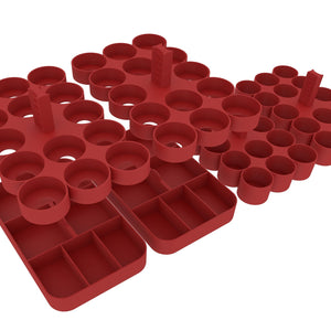 Feldherr paint racks + token trays for 4l Really Useful Boxes - 56 Citadel paint pots (12 ml / 18 ml / 24 ml) + game material