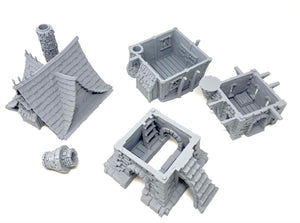 3D Printed Townhouse 01 for Tabletop Miniatures - Paintable and Highly Detailed - Perfect for D&D, Wargaming, and Dioramas - 28mm Scale - Approx. 18x16x35 cm - Multi-part