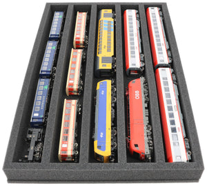 JV050A003 Feldherr foam insert for model railway - H0 scale - 5 compartments - for horizontal storage